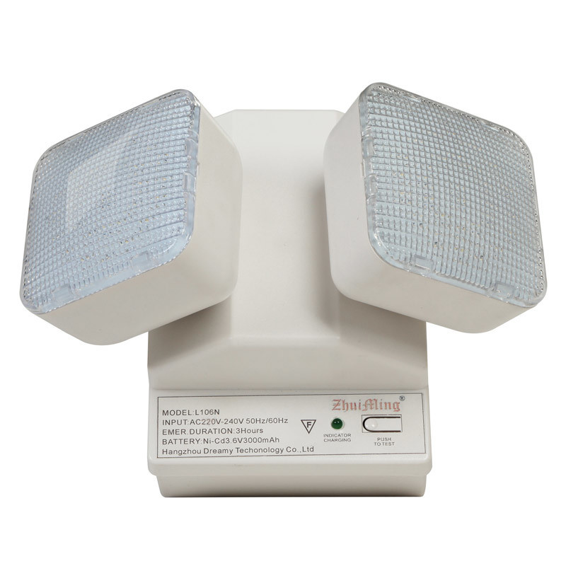 6W Twin Spot LED Noodverlichting 6500K 3.6V 3.0Ah Ni-Cd Batterij PC Behuizing IP20